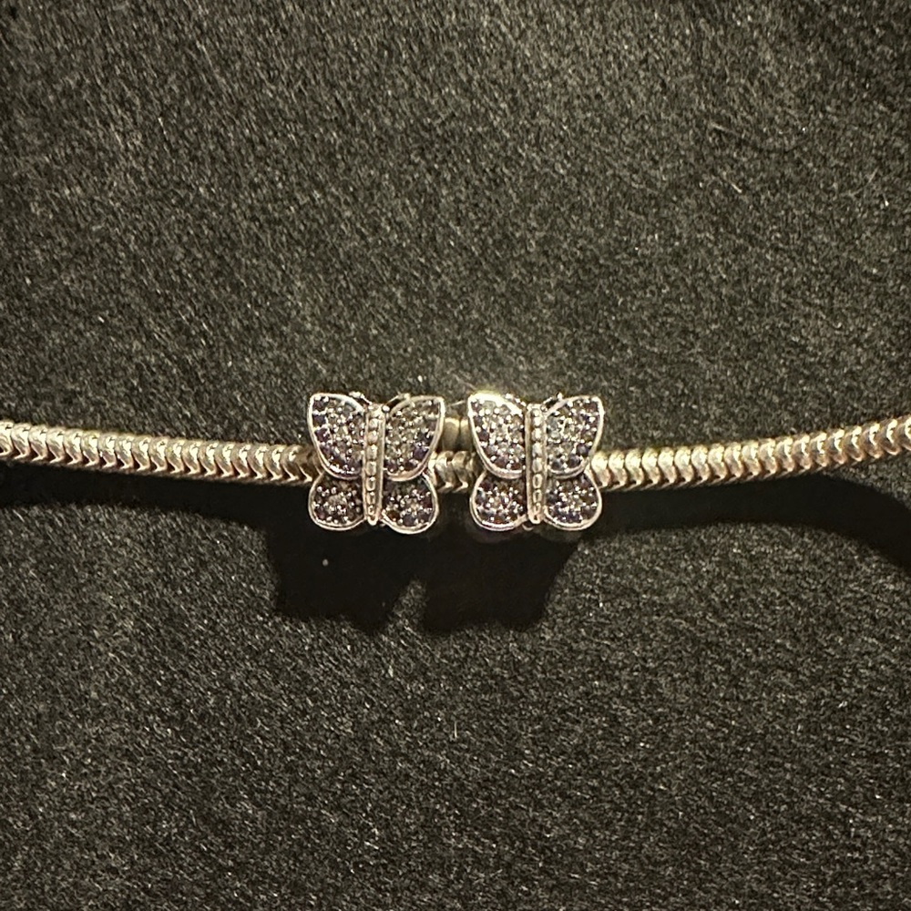2 Sparkling Pave Butterfly Charms